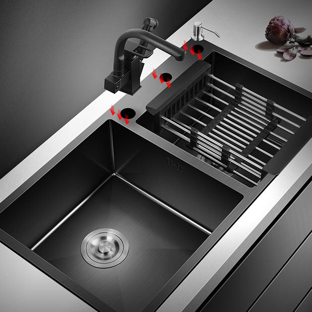 Rectangle Stainless Steel Sink in Black  Double Bowl Drop-In Kitchen Sink