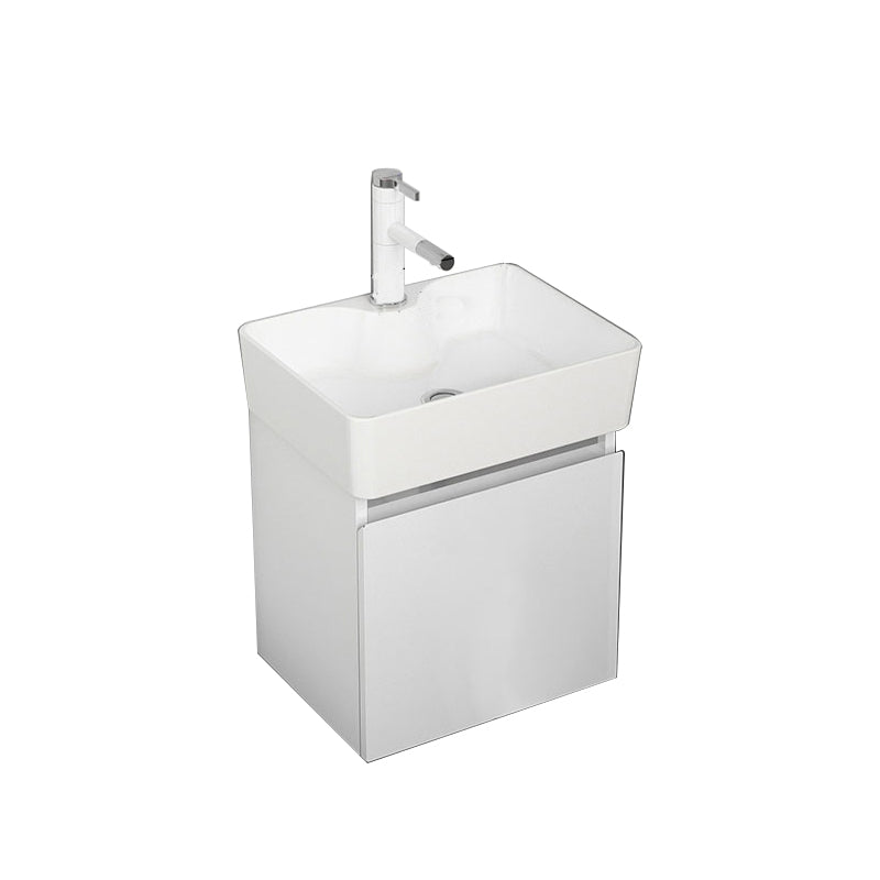 Modern Metal Bathroom Vanity Solid Color Wall Mount Vanity Cabinet in White