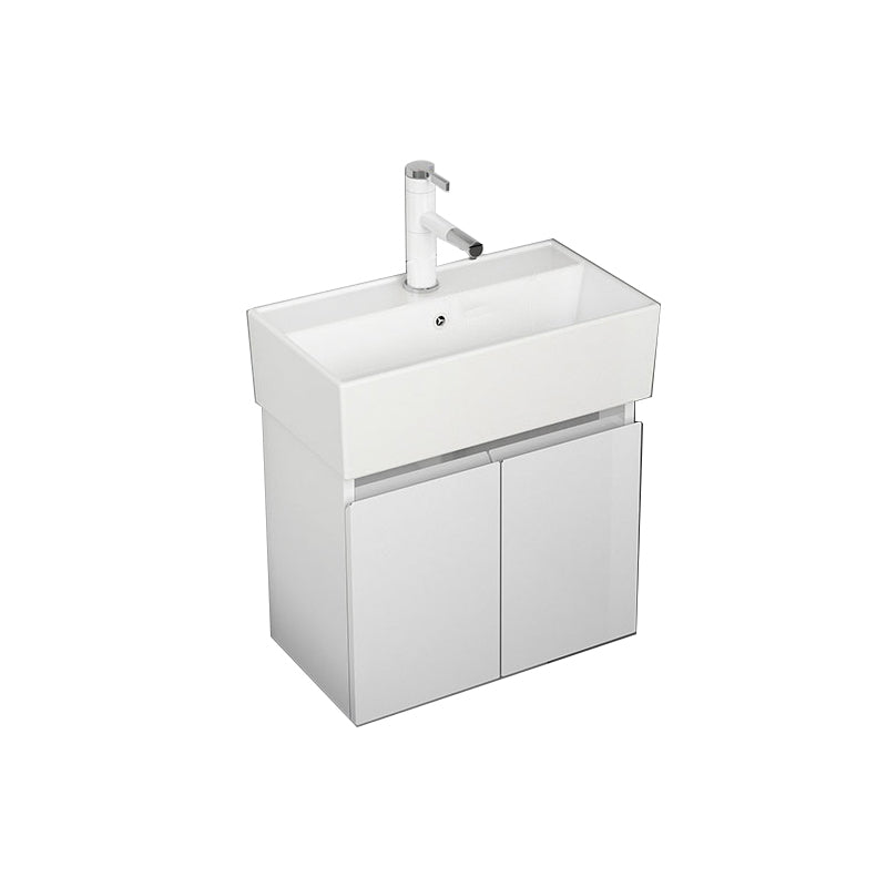 Modern Metal Bathroom Vanity Solid Color Wall Mount Vanity Cabinet in White