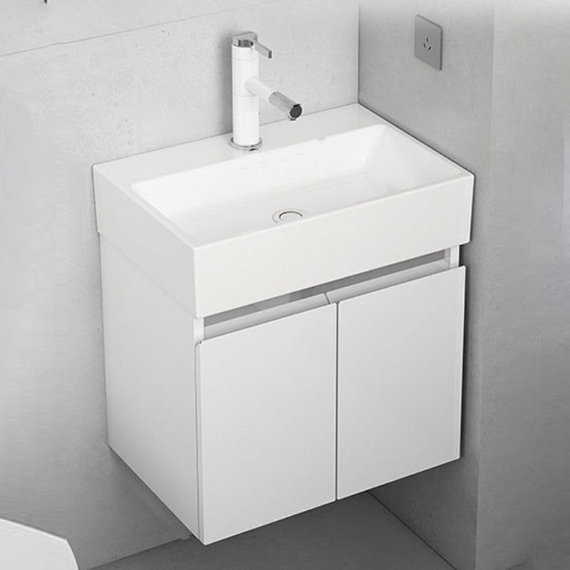 Modern Metal Bathroom Vanity Solid Color Wall Mount Vanity Cabinet in White