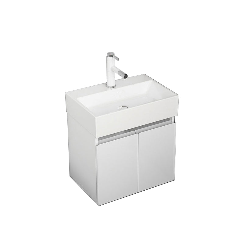 Modern Metal Bathroom Vanity Solid Color Wall Mount Vanity Cabinet in White