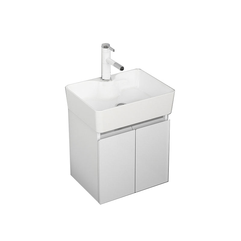 Modern Metal Bathroom Vanity Solid Color Wall Mount Vanity Cabinet in White