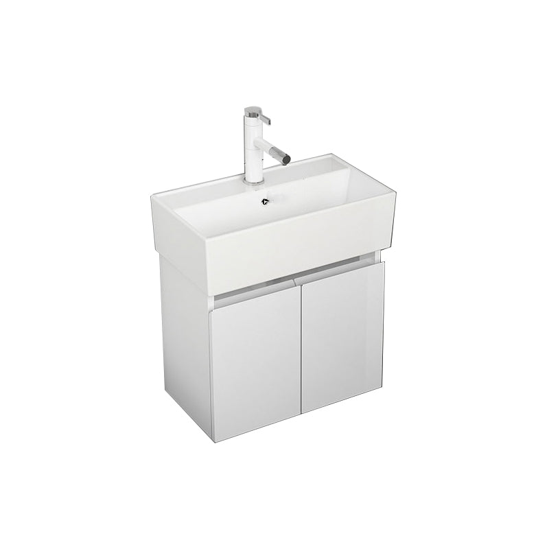 Modern Metal Bathroom Vanity Solid Color Wall Mount Vanity Cabinet in White