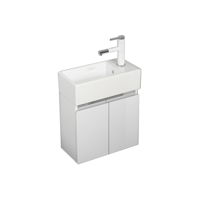 Modern Metal Bathroom Vanity Solid Color Wall Mount Vanity Cabinet in White