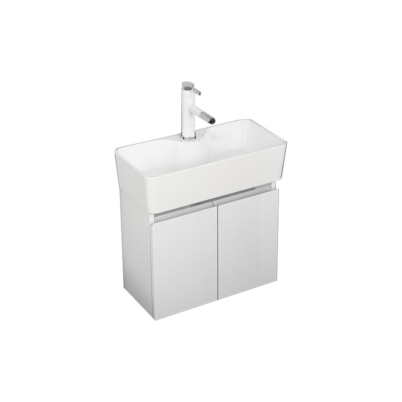 Modern Metal Bathroom Vanity Solid Color Wall Mount Vanity Cabinet in White