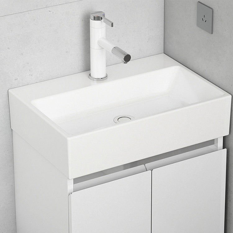 Modern Metal Bathroom Vanity Solid Color Wall Mount Vanity Cabinet in White