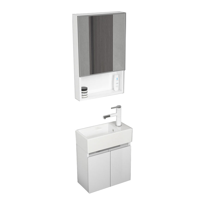 Modern Metal Bathroom Vanity Solid Color Wall Mount Vanity Cabinet in White