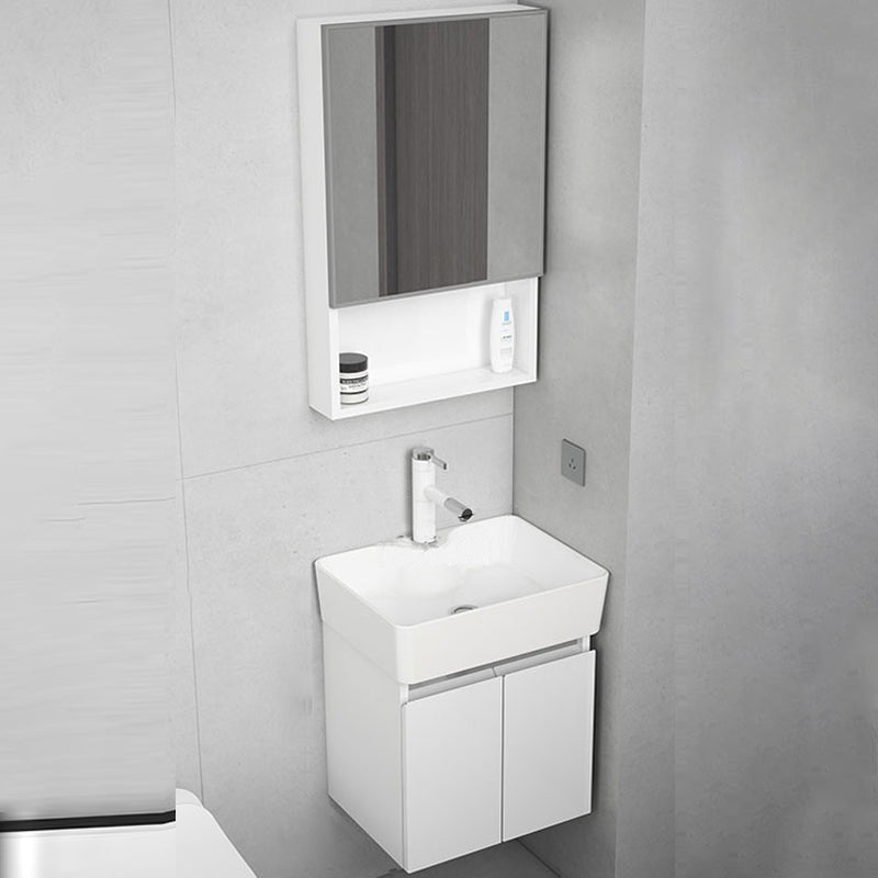 Modern Metal Bathroom Vanity Solid Color Wall Mount Vanity Cabinet in White