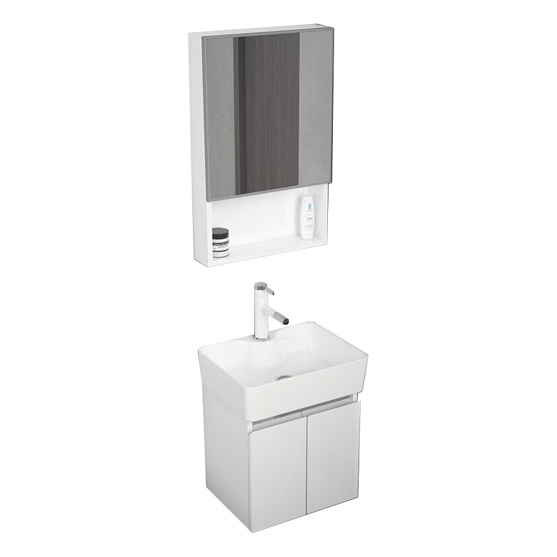 Modern Metal Bathroom Vanity Solid Color Wall Mount Vanity Cabinet in White