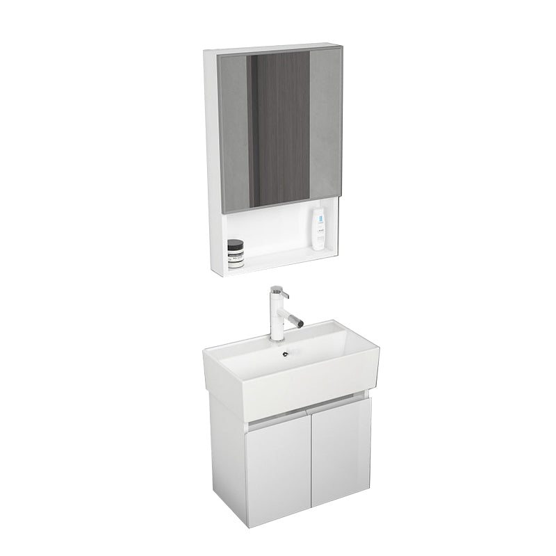 Modern Metal Bathroom Vanity Solid Color Wall Mount Vanity Cabinet in White