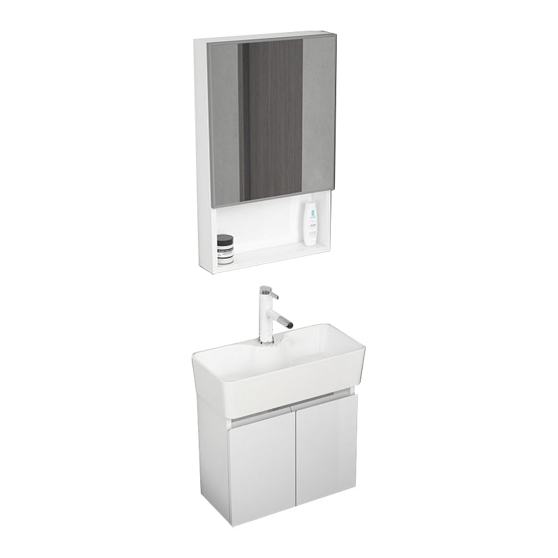 Modern Metal Bathroom Vanity Solid Color Wall Mount Vanity Cabinet in White