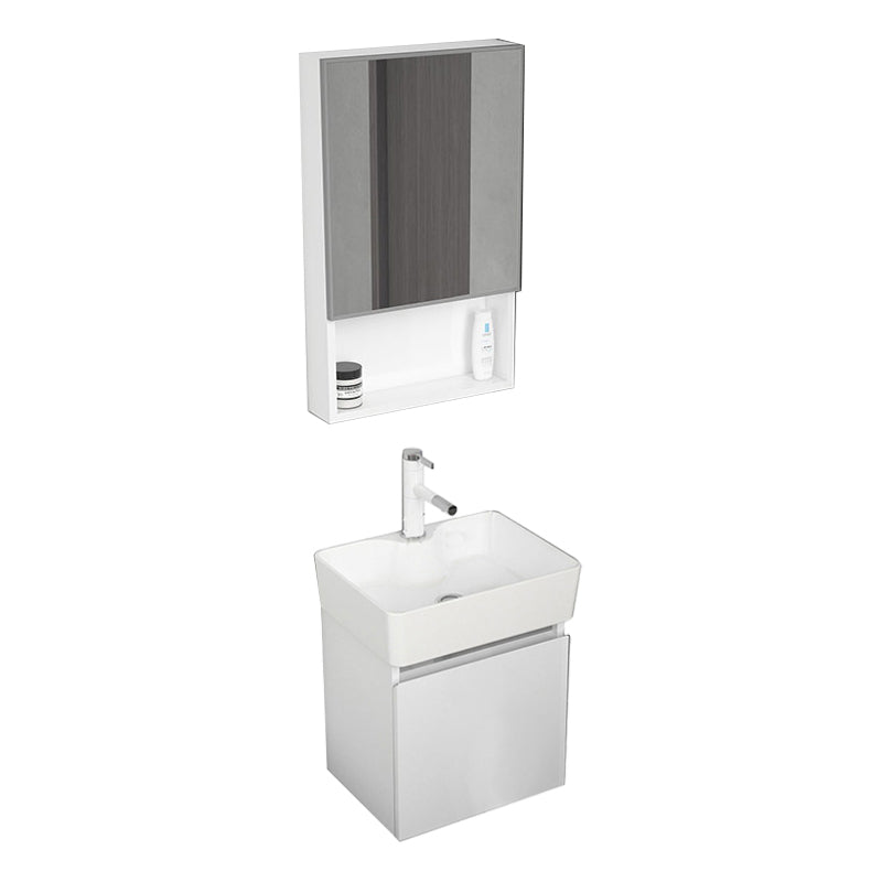 Modern Metal Bathroom Vanity Solid Color Wall Mount Vanity Cabinet in White