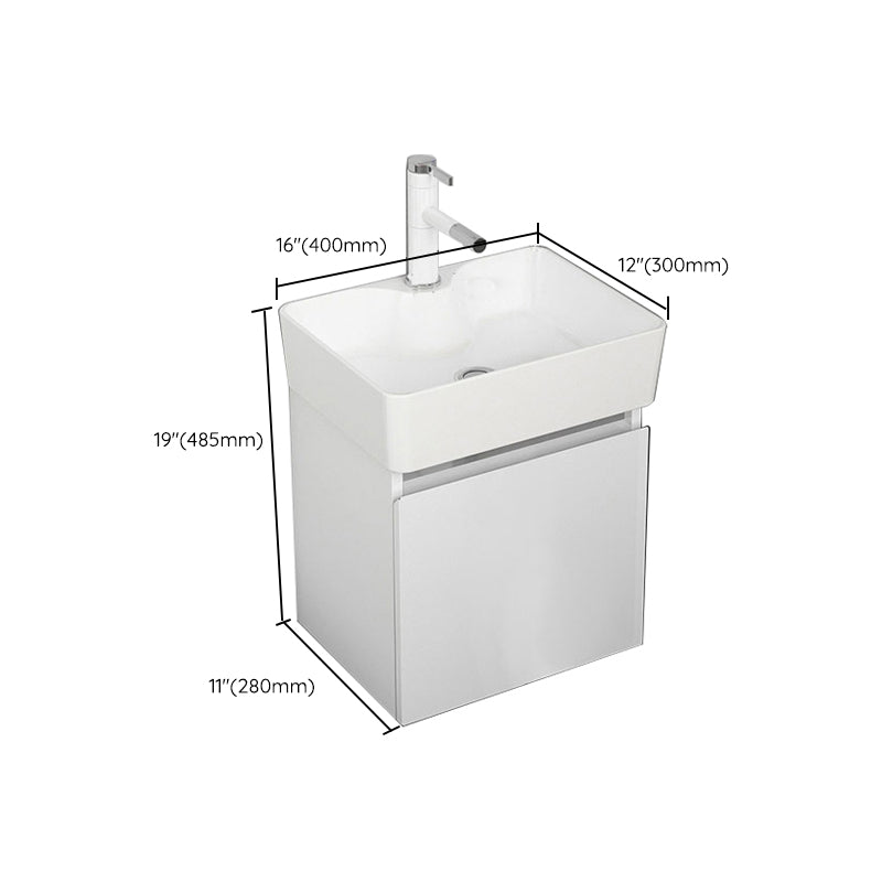 Modern Metal Bathroom Vanity Solid Color Wall Mount Vanity Cabinet in White