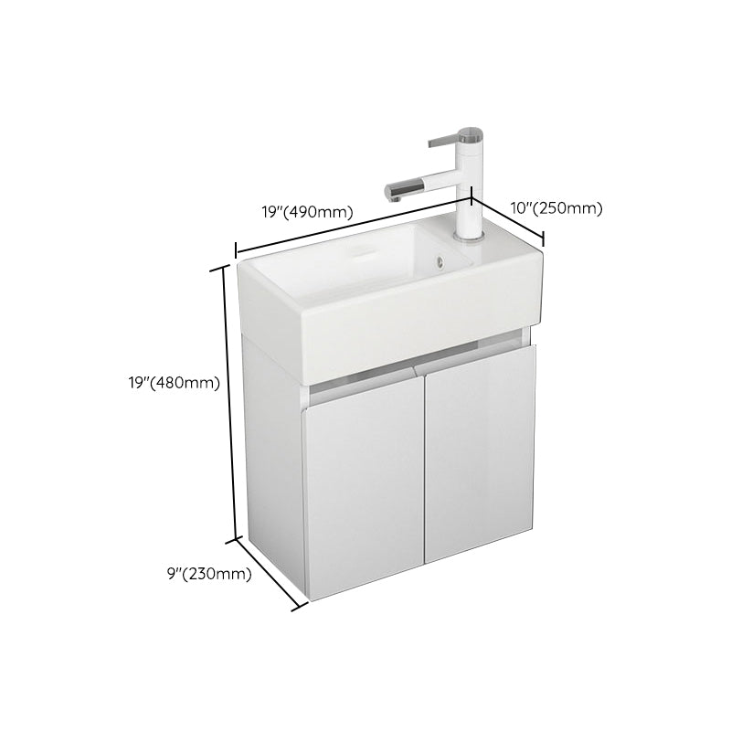 Modern Metal Bathroom Vanity Solid Color Wall Mount Vanity Cabinet in White