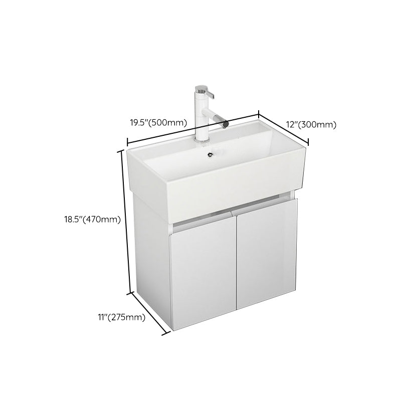 Modern Metal Bathroom Vanity Solid Color Wall Mount Vanity Cabinet in White