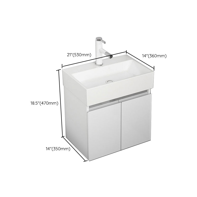 Modern Metal Bathroom Vanity Solid Color Wall Mount Vanity Cabinet in White