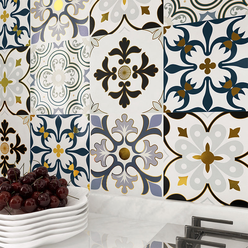 PVC Square Peel & Stick Mosaic Tile Multi-Color Kitchen and Bathroom Single Tile