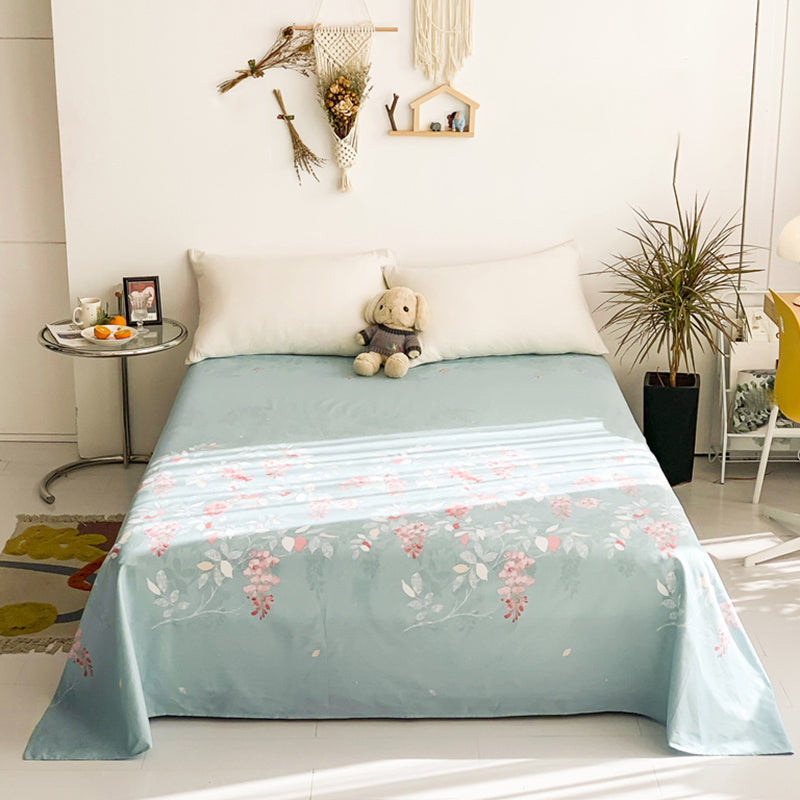 Fitted Sheet Cotton Floral Printed Breathable Wrinkle Resistant Bed Sheet Set