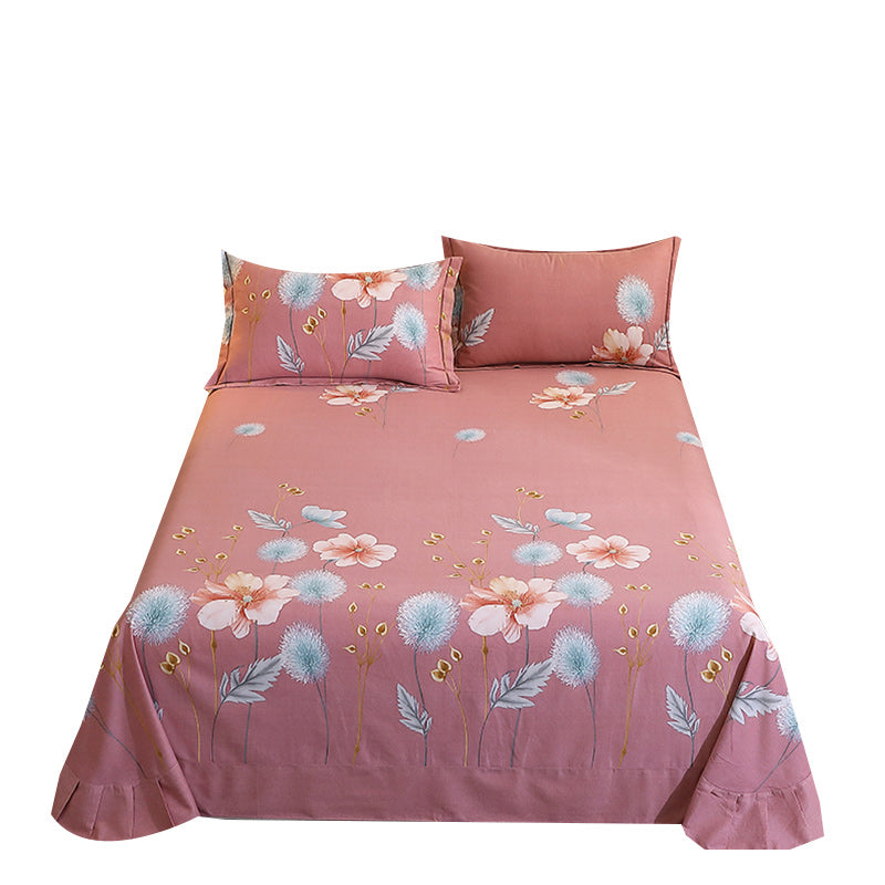 Fitted Sheet Cotton Floral Printed Wrinkle Resistant Breathable Bed Sheet Set