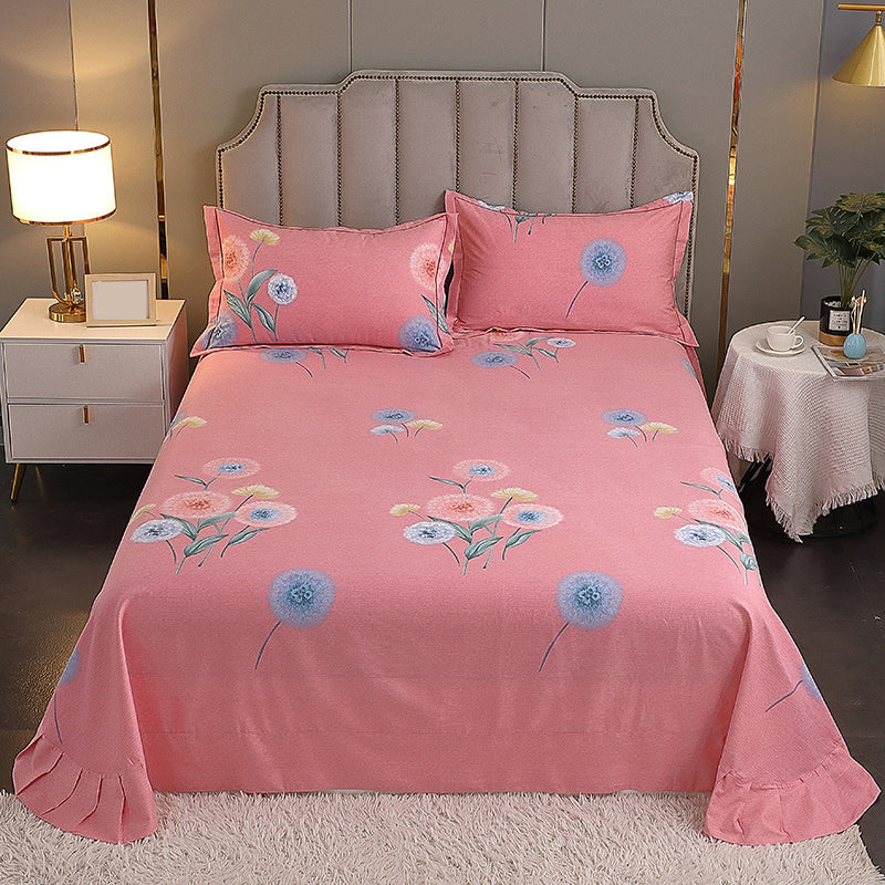 Fitted Sheet Cotton Floral Printed Wrinkle Resistant Breathable Bed Sheet Set