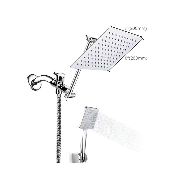 Contemporary Pull Down Dual Shower Head Square High Arch Shower Head Combo in Chrome