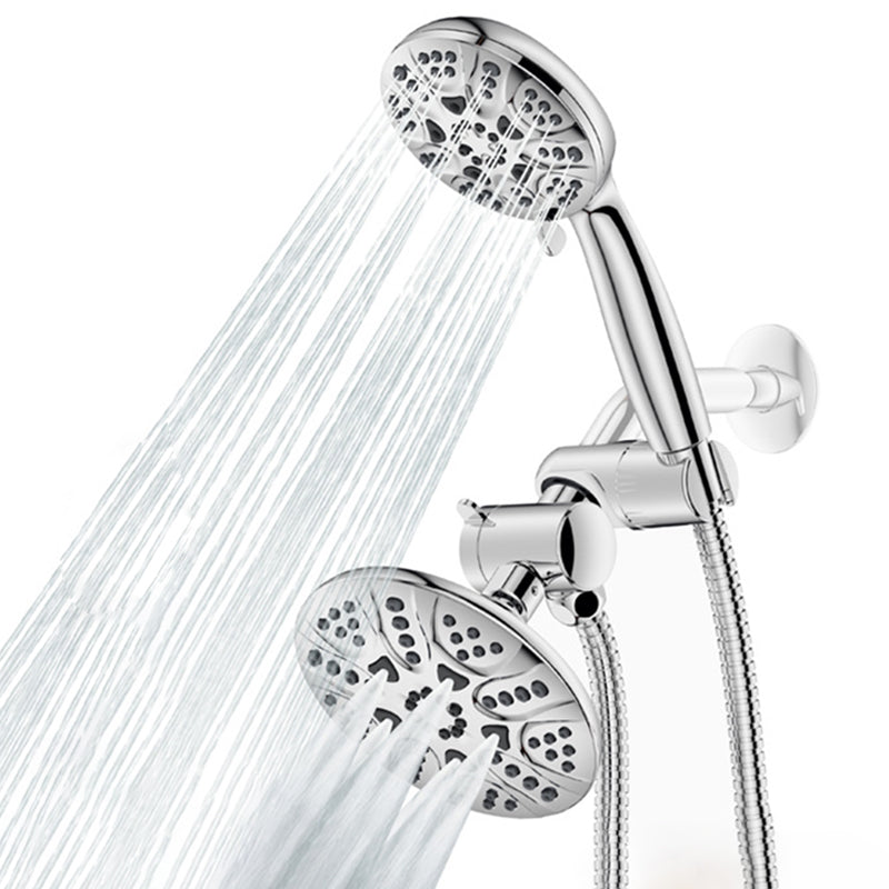 Contemporary Shower Combo Dual Shower Head Chrome Ceiling Mounted Round Shower Head