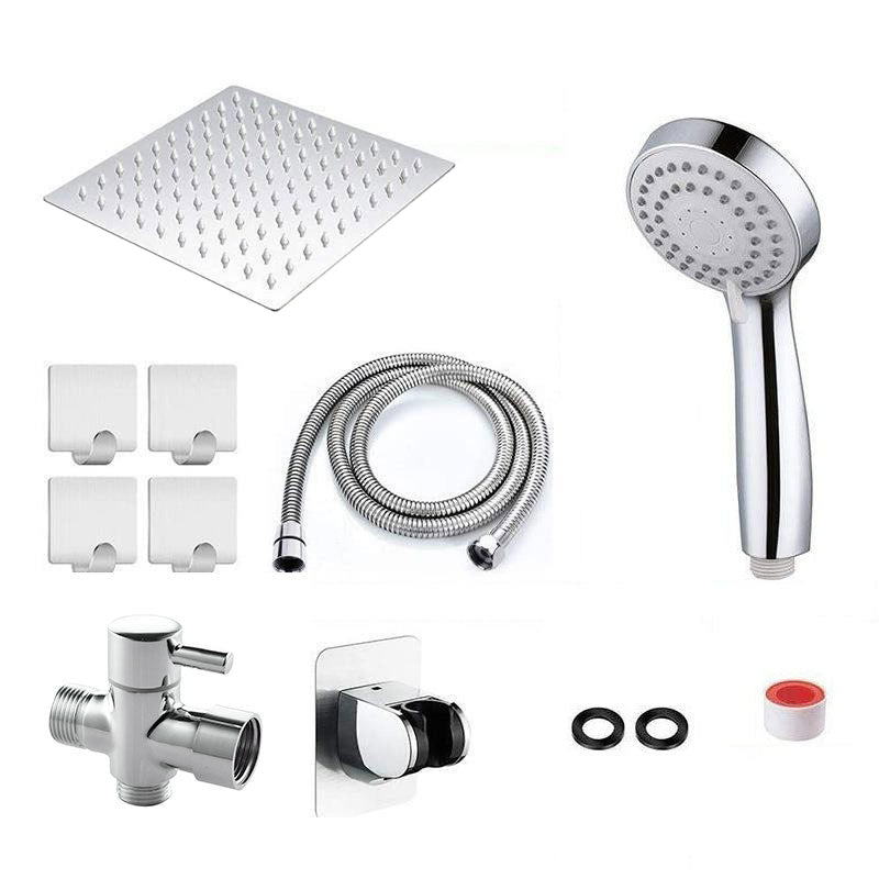 Modern Pull down Dual Shower Head Square High Arch Shower Head Combo