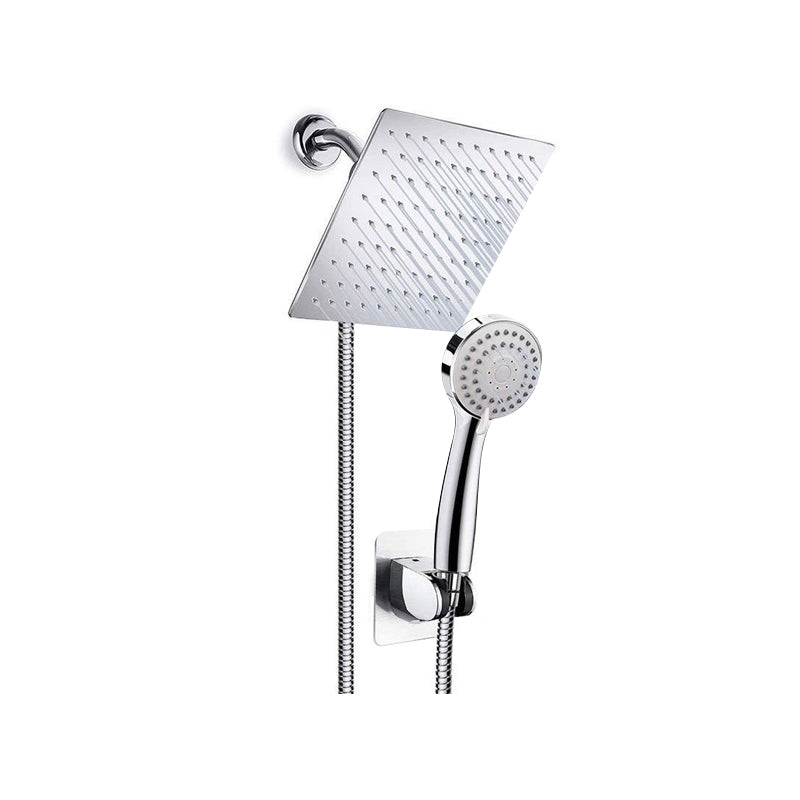 Modern Pull down Dual Shower Head Square High Arch Shower Head Combo