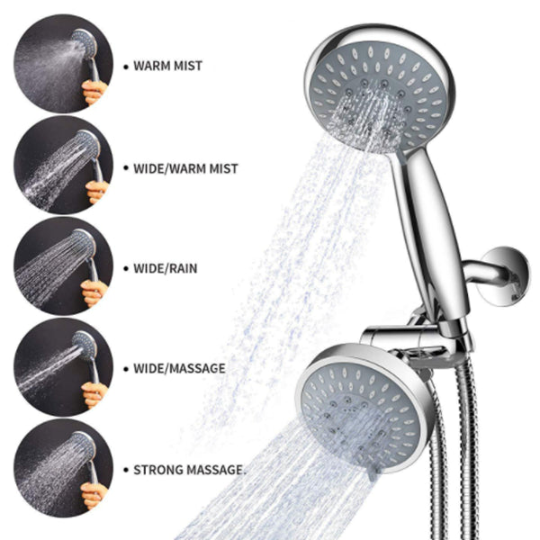 Modern Style Dual Shower Heads Wall Mounted Round Metal Dual Shower