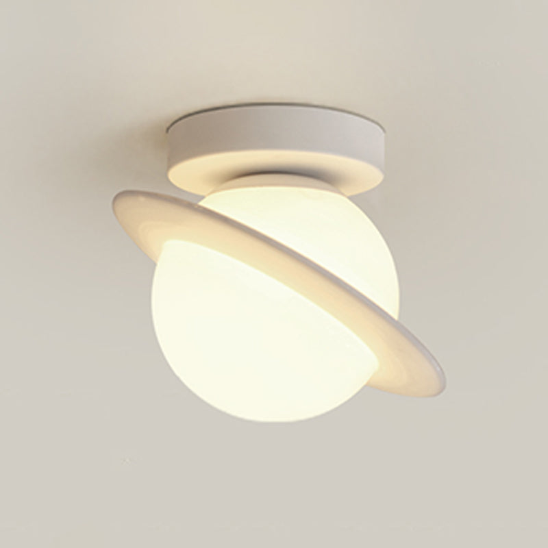 Ball Shape Flush Ceiling Lights Modern Style Plastic 1 Light Flush Mount Fixture in White