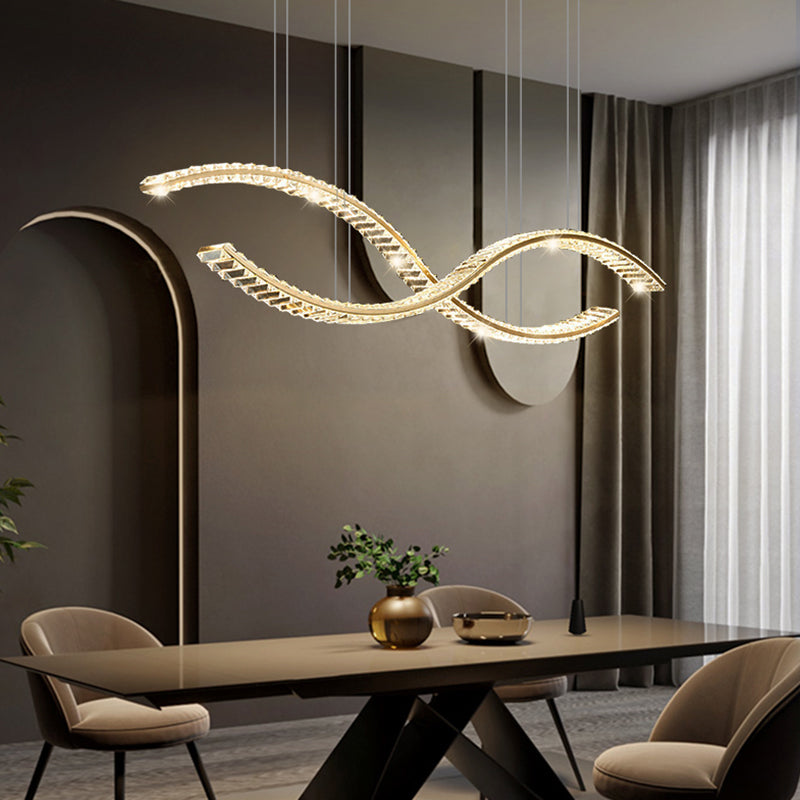 Modern Style Wave Shape Island Pendants Crystal Pendant Lights for Dining Room