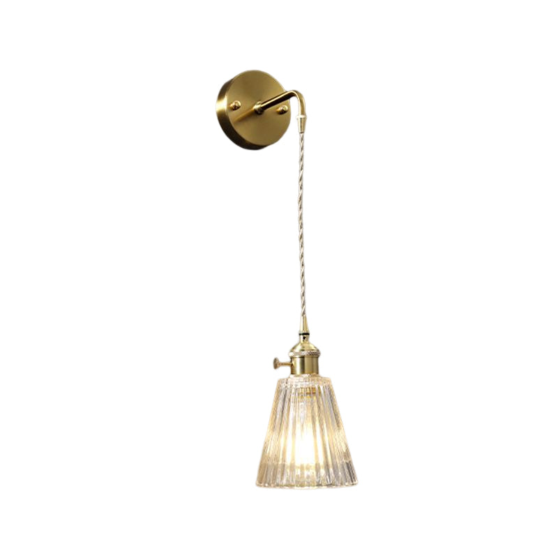 Geometric Shape Glass Vanity Lamp Modern Style 1 Light Vanity Light Fixture in Brass