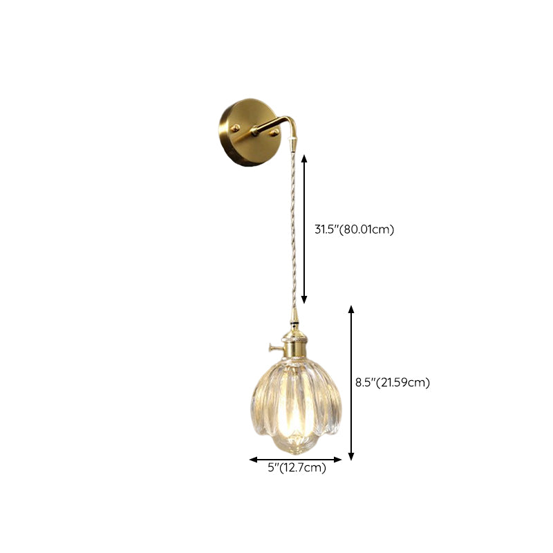 Geometric Shape Glass Vanity Lamp Modern Style 1 Light Vanity Light Fixture in Brass