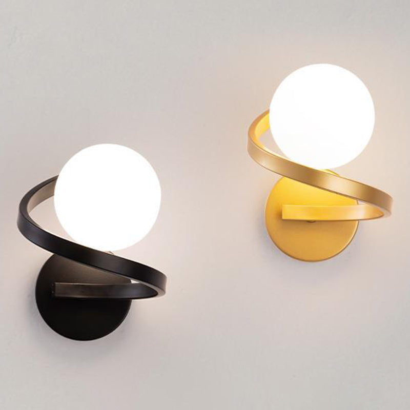 Contemporary Bath Vanity Lighting Globe Shaded Black/Golden Vanity Light for Bathroom