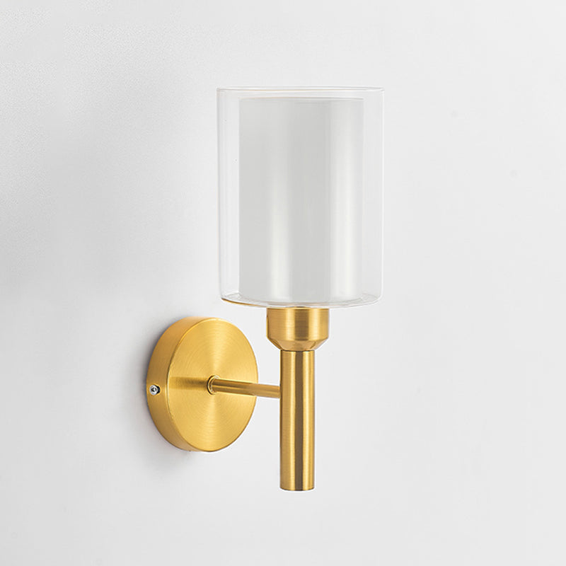 Contemporary Bath Vanity Lighting Glass Shaded Golden Light for Bathroom