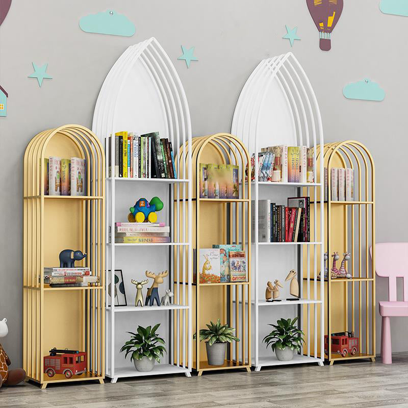 Standard Metal Bookshelf Contemporary Closed Back Bookcase with Shelves