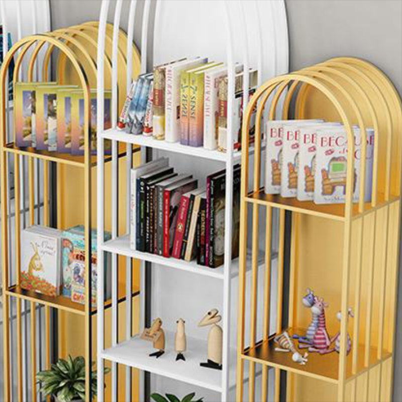 Standard Metal Bookshelf Contemporary Closed Back Bookcase with Shelves