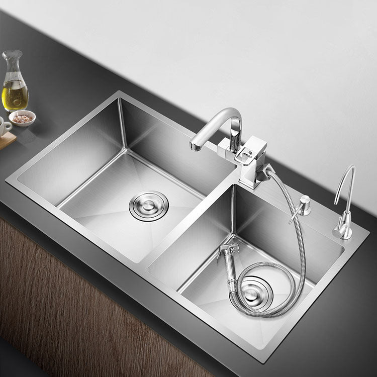 3 Holes Kitchen Sink Rectangle Stainless Steel Sink With Strainer