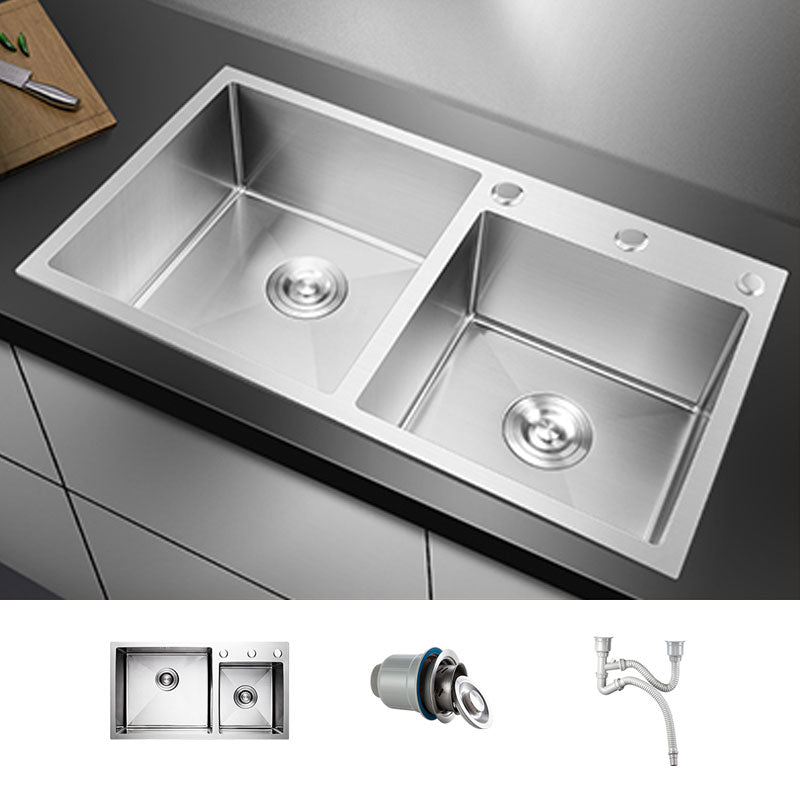 3 Holes Kitchen Sink Rectangle Stainless Steel Sink With Strainer