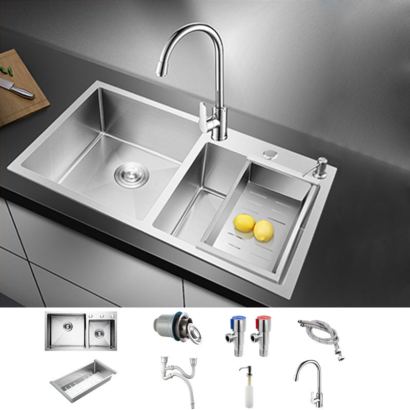 3 Holes Kitchen Sink Rectangle Stainless Steel Sink With Strainer