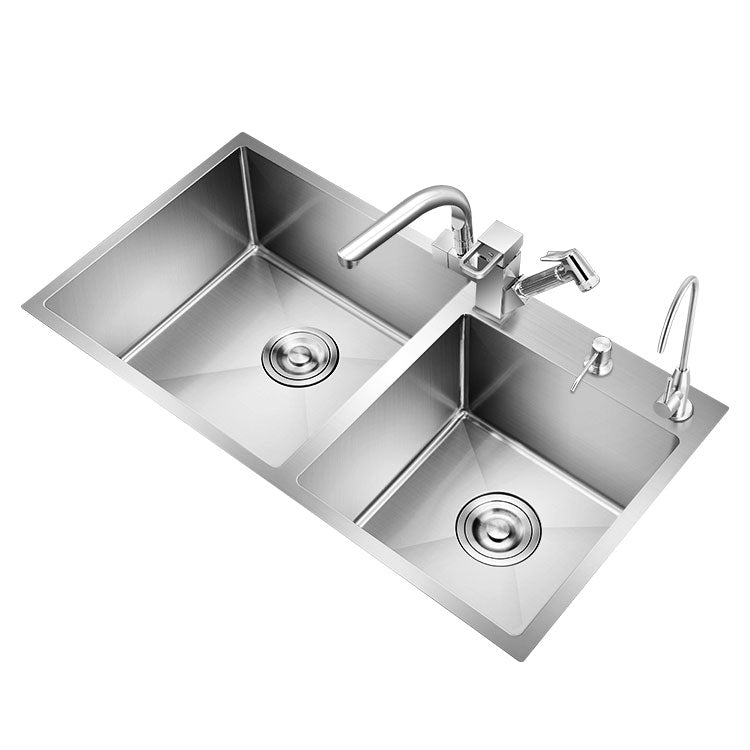 3 Holes Kitchen Sink Rectangle Stainless Steel Sink With Strainer