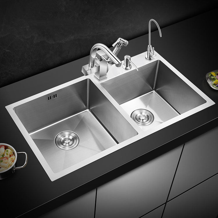 3 Holes Kitchen Sink Rectangle Stainless Steel Sink With Strainer