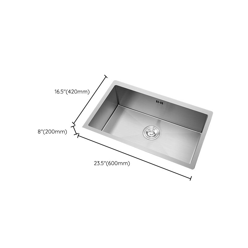 Rectangle Stainless Steel Sink Single Bowl Undermount Kitchen Sink