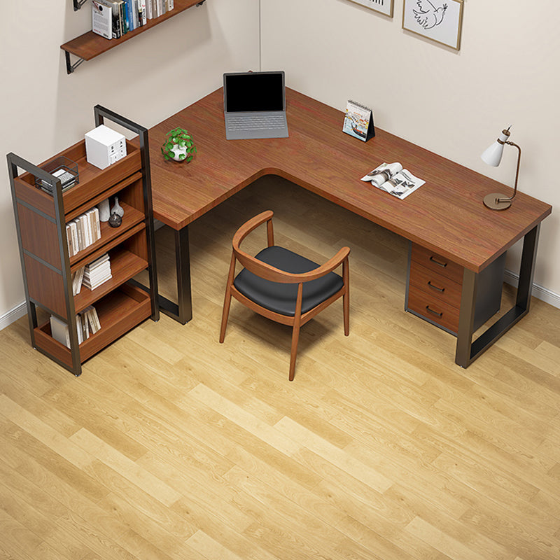 Industrial Solid Wooden Writing Desk L-Shape Office Desk for Office