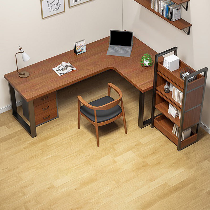 Industrial Solid Wooden Writing Desk L-Shape Office Desk for Office