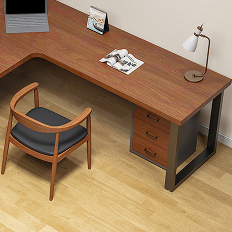 Industrial Solid Wooden Writing Desk L-Shape Office Desk for Office