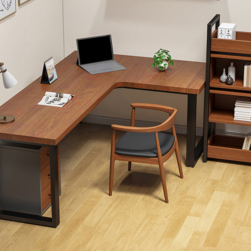 Industrial Solid Wooden Writing Desk L-Shape Office Desk for Office