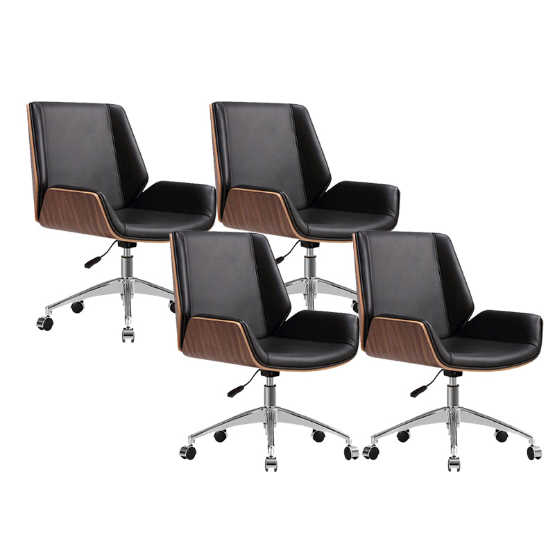 Armless Desk Chair Modern No Distressing Leather Office Chair with Wheels