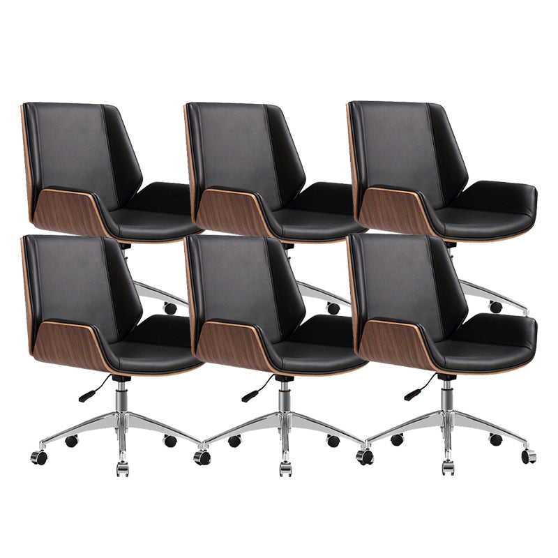 Armless Desk Chair Modern No Distressing Leather Office Chair with Wheels