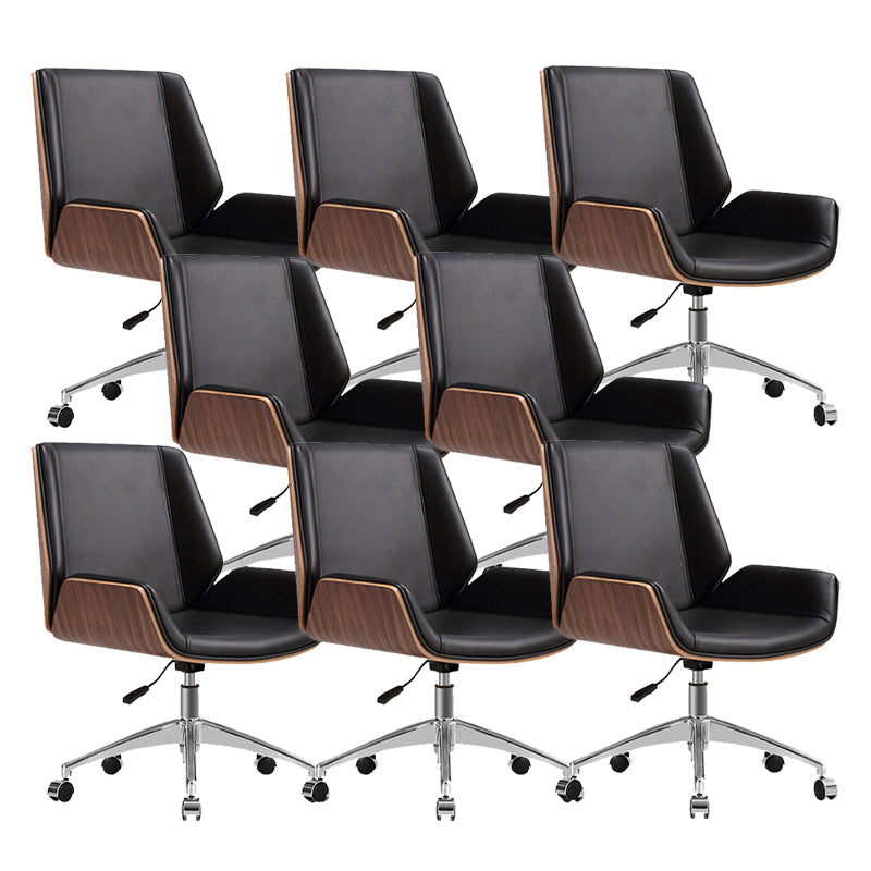 Armless Desk Chair Modern No Distressing Leather Office Chair with Wheels